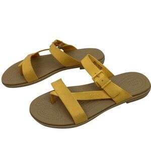 Crocs Tulem Toe Post Womens 10 Latex Rubber Sandals Yellow Gold